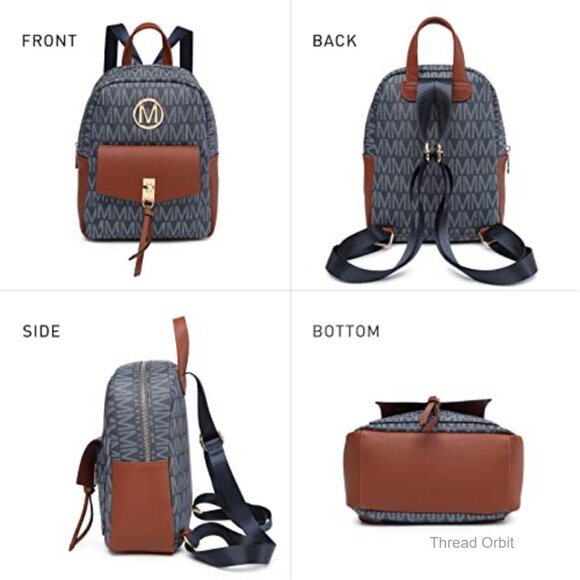 Small Faux Leather Backpack Purse with Adjustable Straps and Tassel Charm main image 4